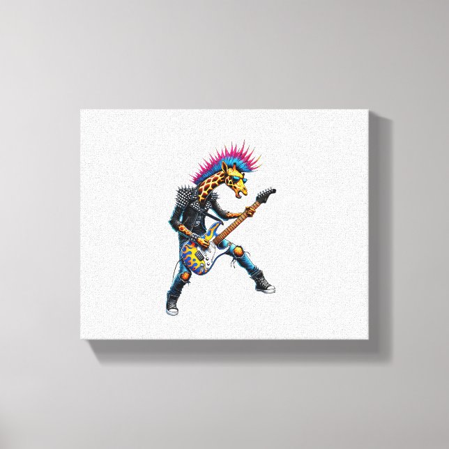 Impressão Em Tela Engraçado Punk Giraffe, Rock'n Roll Gótico Giraffe (Frente)