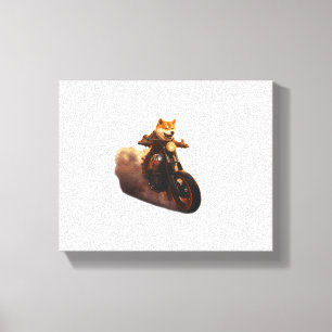 Impressão Em Tela Engraçado, Shiba Inu, Motocicleta, Cachorro, Mario