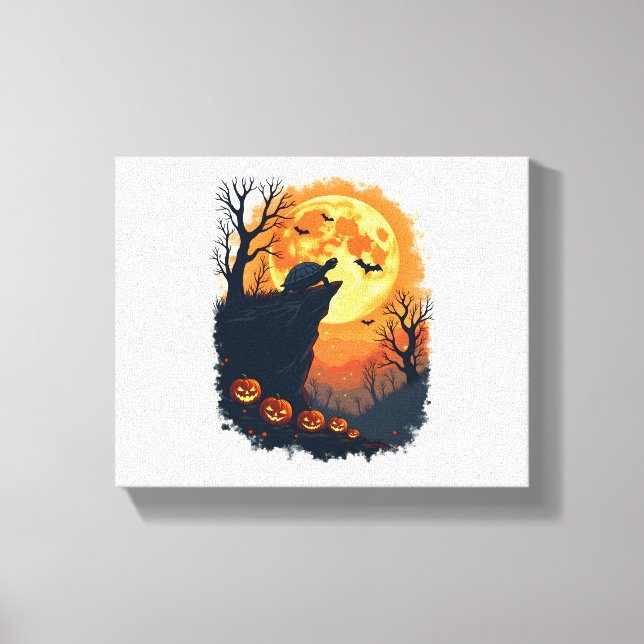 Impressão Em Tela Engraçado Tortoise Halloween Silhouette Spooky Tor (Frente)