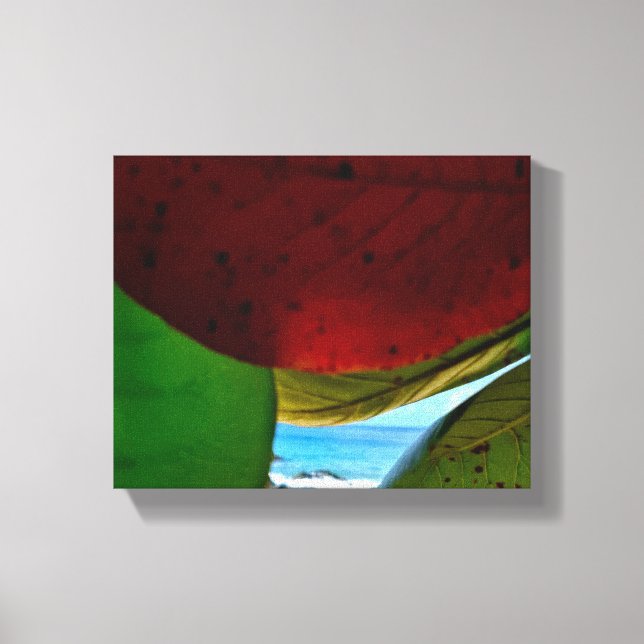 Impressão Em Tela Enquadrada pela Natureza - Folhas Tropicais e Canv (Frente)