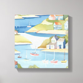 Impressão Em Tela Enseada de Barcos | Pintura Moderna em Aquarela