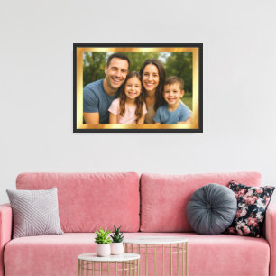 Impressão Em Tela Envie Sua Imagem de Foto em Fundo Dourado