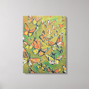 Impressão Em Tela Enxame de Borboleta Monarca Expressionista