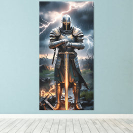 Impressão Em Tela Epic Knight Warrior Digital Poster Medieval Fantas