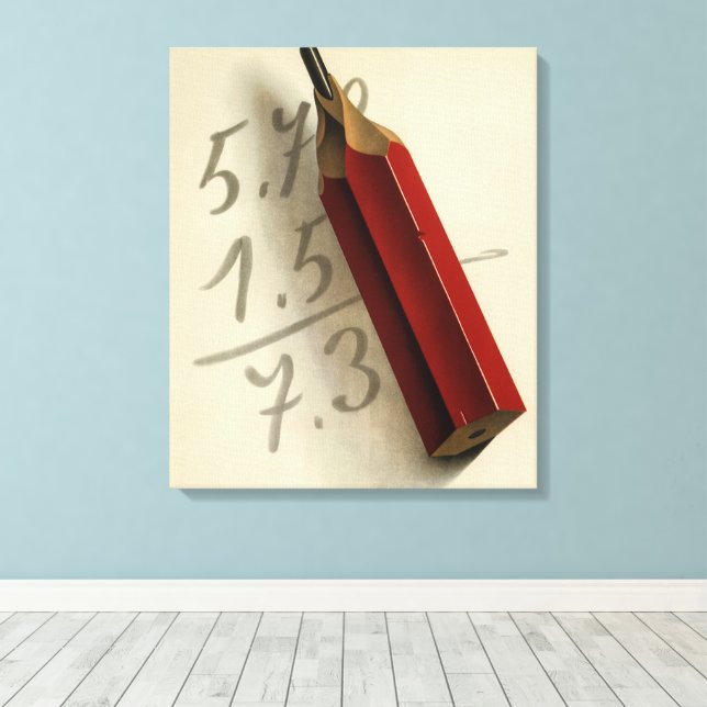 Impressão Em Tela Equação Matemática com Lápis Vermelho, Negócios Vi (Insitu(piso de madeira))