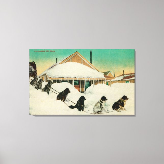 Impressão Em Tela Equipe de cães do Alasca descansando em SnowState (Frente)