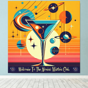 Impressão Em Tela Era Espacial Bem-vindo ao Clube do Martini Atômico