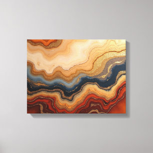 Impressão Em Tela Erosão Dourada – 16"x 12" Abstrato Fluido