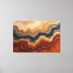 Impressão Em Tela Erosão Dourada – 36"x24" Abstrato Fluido