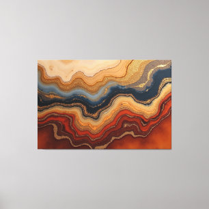 Impressão Em Tela Erosão Dourada – 60"x 40" Abstrato Fluido