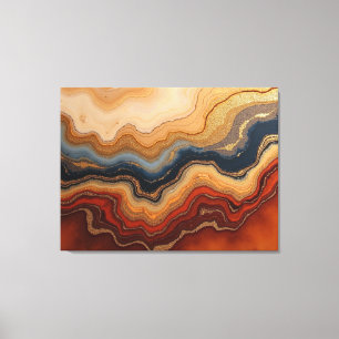 Impressão Em Tela Erosão Dourada – Tela Fluida Abstrata 40"x 32"