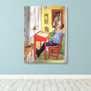 Impressão Em Tela Esbjorn fazendo seu trabalho de casa de Carl Larss