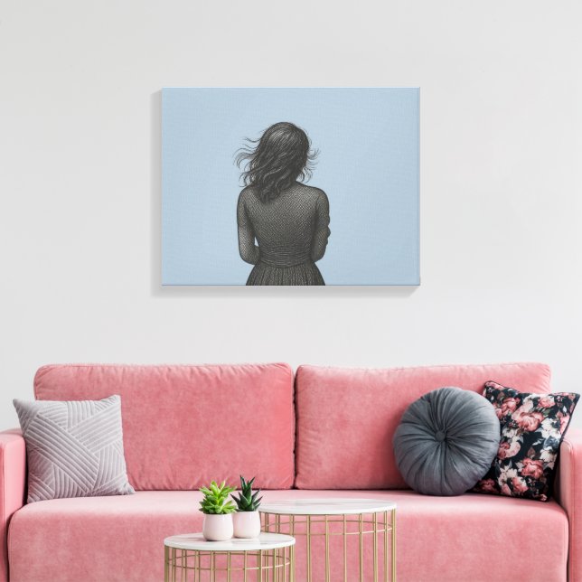 Impressão Em Tela Esboço a lápis de uma menina (Insitu(Sala de estar))