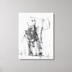 Impressão Em Tela Esboço de Elefante Abstrato – Arte Expressiva da V