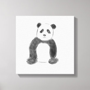 Impressão Em Tela Esboço preto e branco do panda