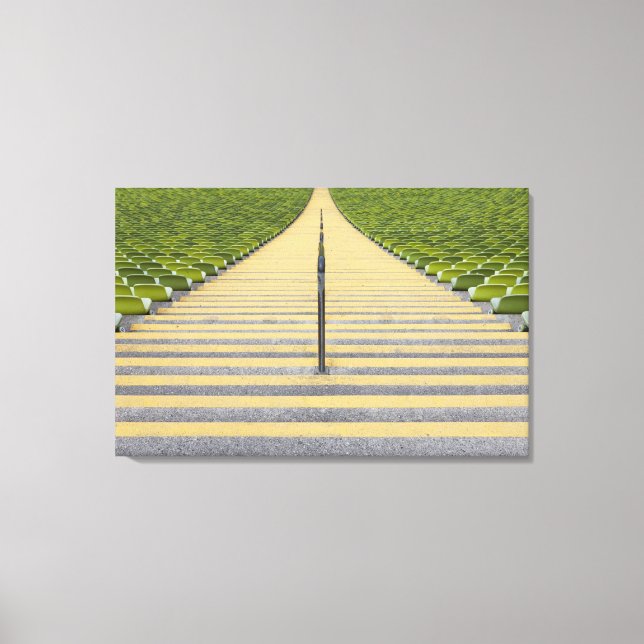 Impressão Em Tela Escada de estádio entre fileiras de assentos verde (Frente)