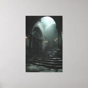 Impressão Em Tela Escadaria Antiga Catedral Névoa Luz