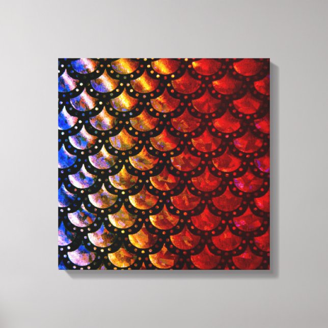 Impressão Em Tela Escalas de Sereia Rústicas (Frente)