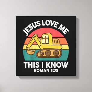 Impressão Em Tela Escavadeira Cristã Jesus Me Ama Isso Eu Sei