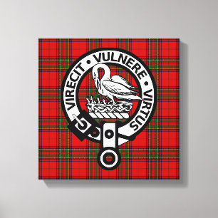 Impressão Em Tela Escocês Clan Stuart Tartan e Crest