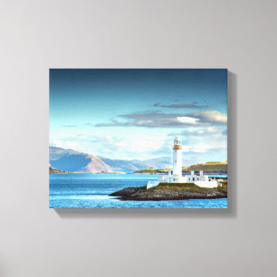 Impressão Em Tela Escocês - Vista do farol cênico Oban Port
