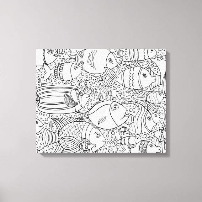 Impressão Em Tela Escola Inspirada De Peixe 6 (Frente)