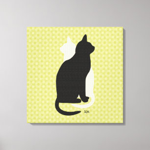 Impressão Em Tela Escolher Cor Preta Gato Branco Duo Yin Yang Estilo