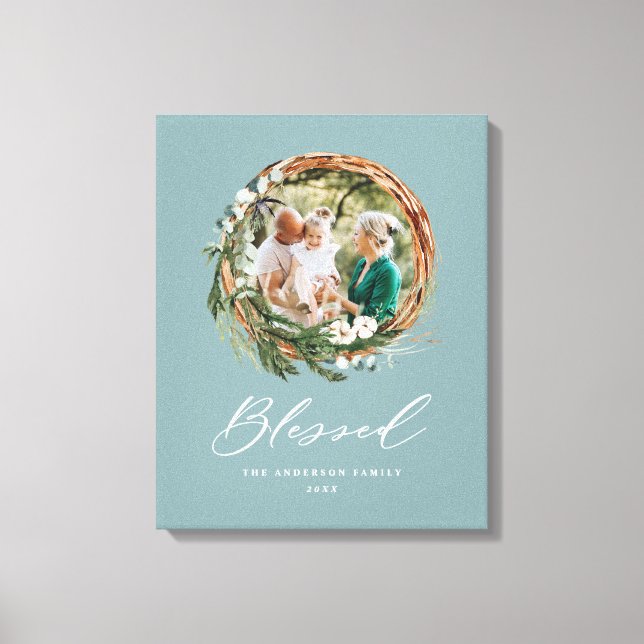 Impressão Em Tela Escrita abençoada por na moda da coroa foliar mode (Frente)