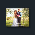 Impressão Em Tela Escrita Elegante Amor Noiva e Foto do Groom<br><div class="desc">Love Elegant Script Wedde Bride e Groom Photo Canvas Print</div>