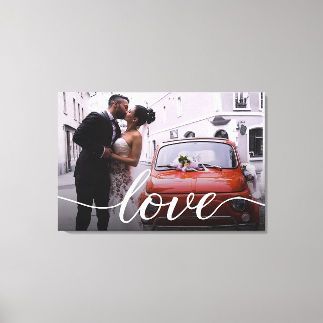 Impressão Em Tela Escrito personalizado em Newlyweds Photo Love (Frente)