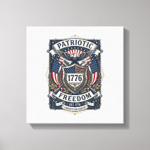 Impressão Em Tela Escudo de Batalha Patriótico 1776 Símbolo Inspirad