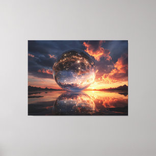 Impressão Em Tela Esfera Reflexiva Surreal Contendo Estrelas