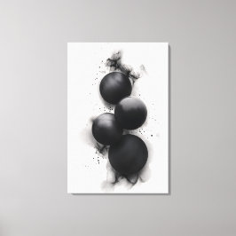 Impressão Em Tela Esferas Pretas Arte Abstrata Moderna