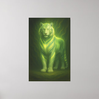 Impressão Em Tela Esmeralda Tigre Branco do Brilho Dourado – Luz Fir