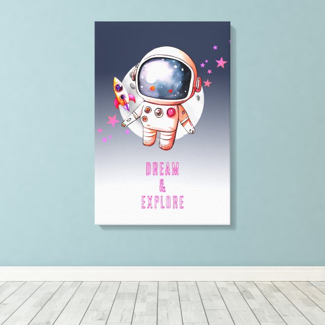Impressão Em Tela Espaço Galáxia Lua Astronauta (Insitu(piso de madeira))