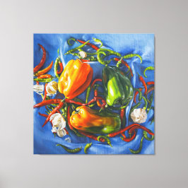 Impressão Em Tela Espicia a vida tranquila com pimentões e alho