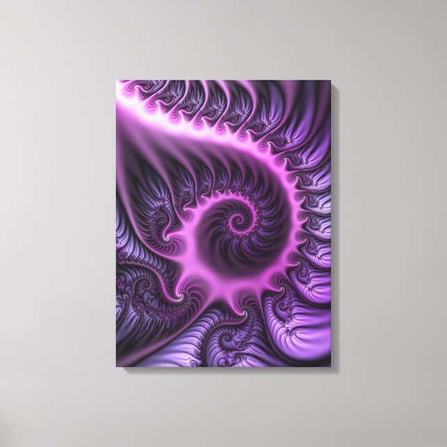 Impressão Em Tela Espiral De Arte Fractal, Roxal, Rosa-Legal, vívida (Frente)