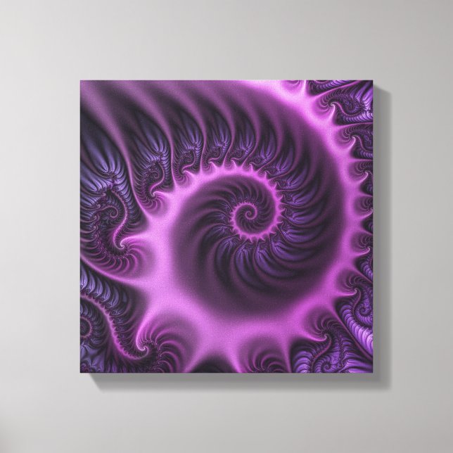 Impressão Em Tela Espiral De Arte Fractal, Roxal, Rosa-Legal, vívida (Frente)