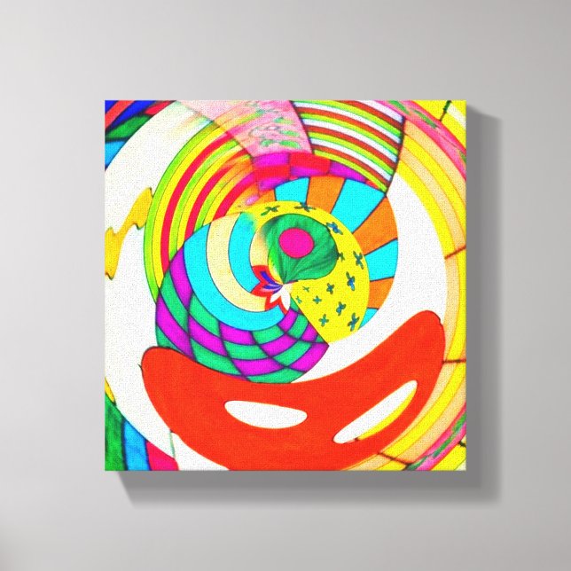 Impressão Em Tela Espiral de Linhas e Cores (Frente)