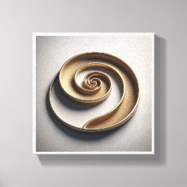 Impressão Em Tela Espiral Dourada Minimalista - Relevo Geométrico 3D