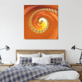 Impressão Em Tela Espiral Fractal Gradiente Laranja Dourado Abstrato