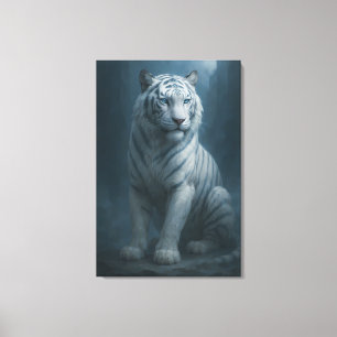 Impressão Em Tela Espírito de Gelo Tigre Branco – Guardião Místico d