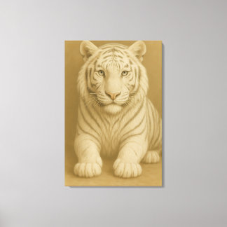 Impressão Em Tela Espírito de Gelo Tigre Branco – Guardião Místico d