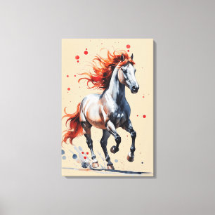 Impressão Em Tela Espírito Fogo - Arte em Aquarela de Cavalo Majesto