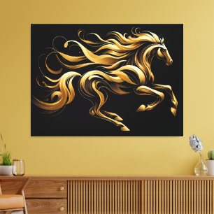 Impressão Em Tela Espírito ouro - Cavalo Abstrato em movimento