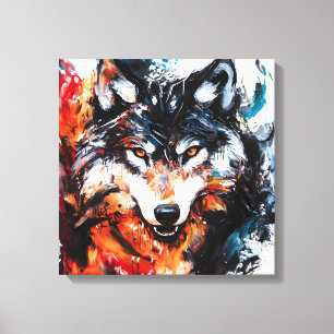 Impressão Em Tela Espírito Selvagem Abstrato Lobo
