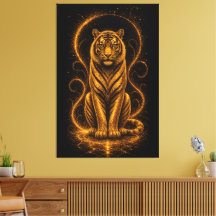 Espírito Tigre Dourado Celestial – Arte Cósmica Lu