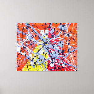 Impressão Em Tela ESPLATADOR COLORIDO XXI - Pintura de ação - Abstra