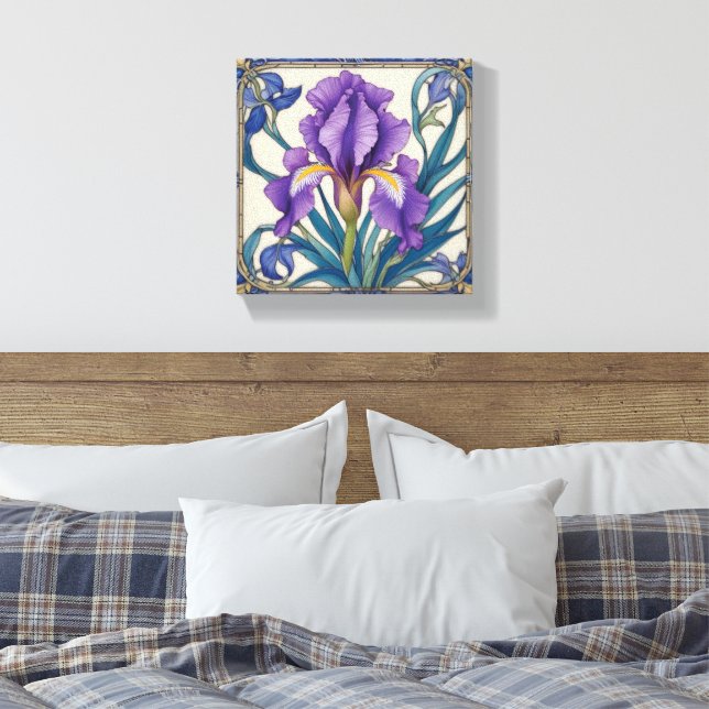 Impressão Em Tela Esplendor de Íris Roxo (Insitu(Quarto))