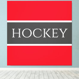 Impressão Em Tela Esportes de HOCKEY Brilhante Vermelho Branco Escur